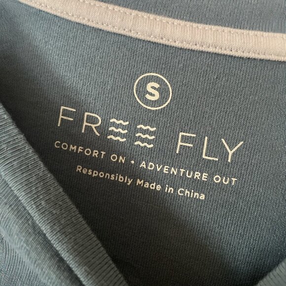 Free Fly Womens Long Sleeve Tee Blue With Back Logo Size S - Picture 3 of 8